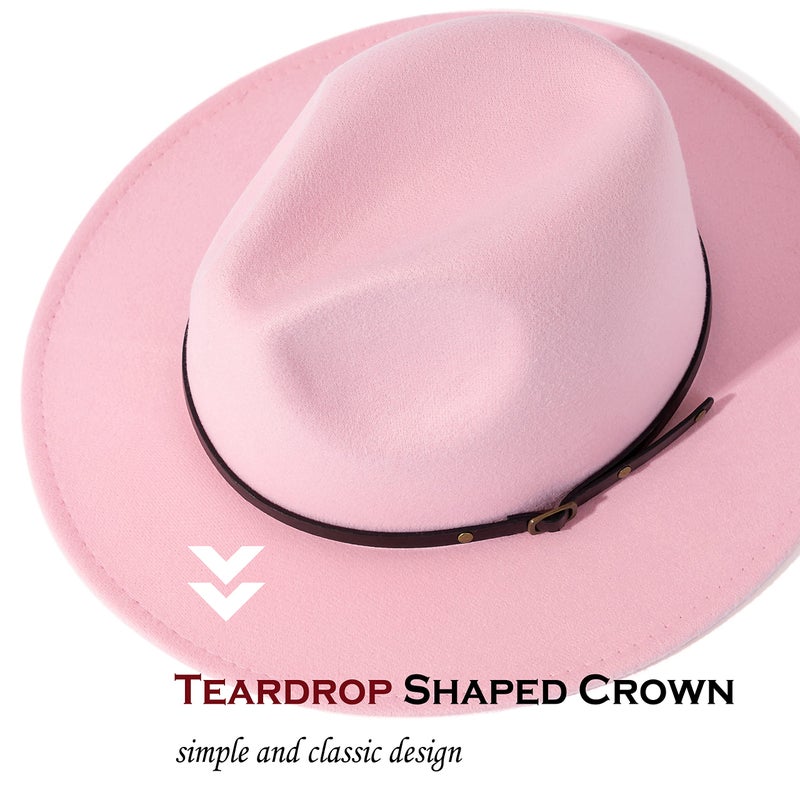 Lisianthus Women Belt Buckle Fedora Hat Pink - Image 2